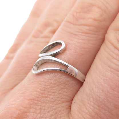 925 Sterling Silver Vintage Modernist Bypass Ring Size 8