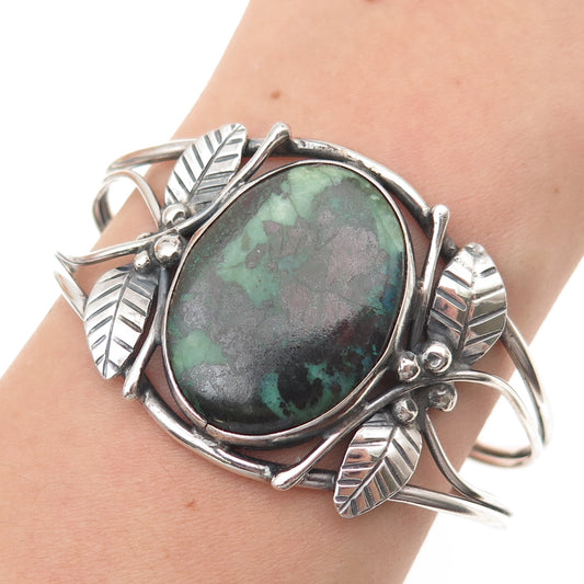 Coralie Old Pawn 925 Sterling Silver Vintage Turquoise Adjustable Bracelet 6"