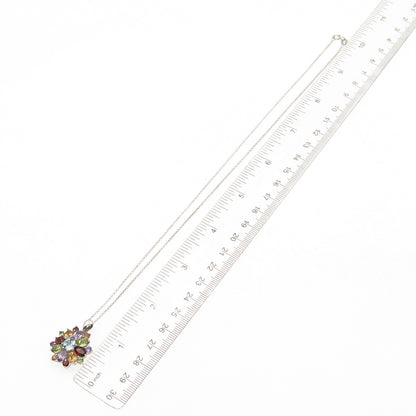 925 Sterling Silver Vintage Topaz Amethyst Garnet Peridot Citrine Necklace 18"