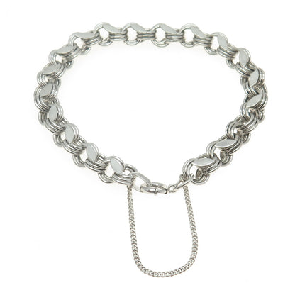 925 Sterling Silver Vintage Modernist Triple Rolo Link Bracelet 7"