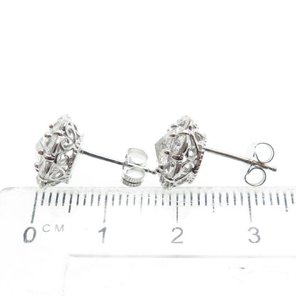 925 Sterling Silver Round-Cut Shaped C Z Stud Earrings