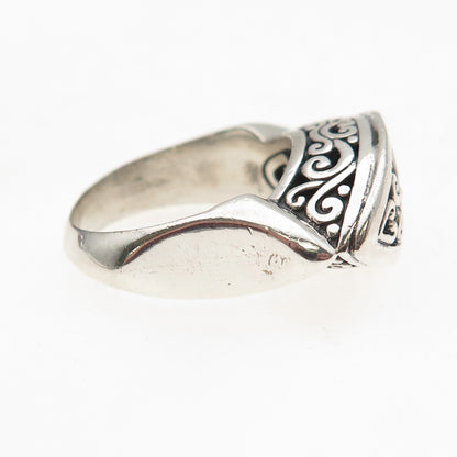 925 Sterling Silver Vintage Modernist Scroll Oxidized Ring Size 8.25