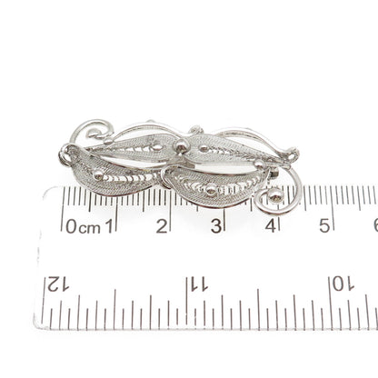 SORRENTO 925 Sterling Silver Vintage Floral Filigree Pin Brooch
