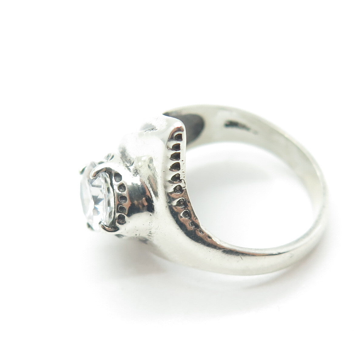 JUDITH RIPKA 925 Sterling Vintage Oval-Cut Shaped C Z Modernist Ring Size 6.75