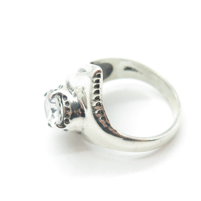 JUDITH RIPKA 925 Sterling Vintage Oval-Cut Shaped C Z Modernist Ring Size 6.75