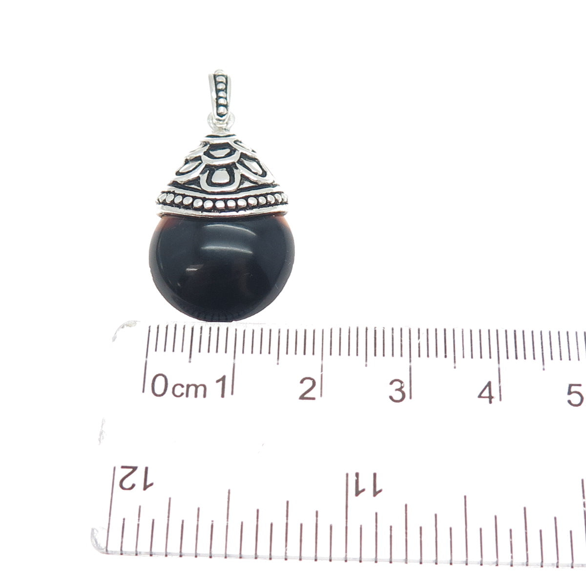 CHARLES WINSTON Sterling Silver Vintage Real Black Onyx Oxidized Charm Pendant