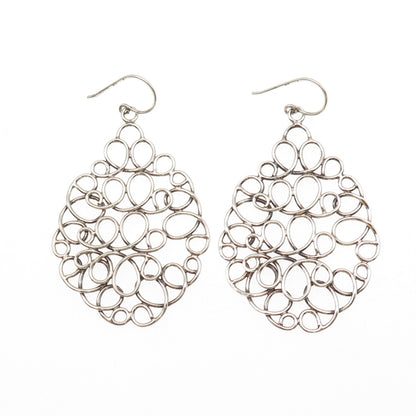 925 Sterling Silver Vintage Modernist Swirl Teardrop Earrings