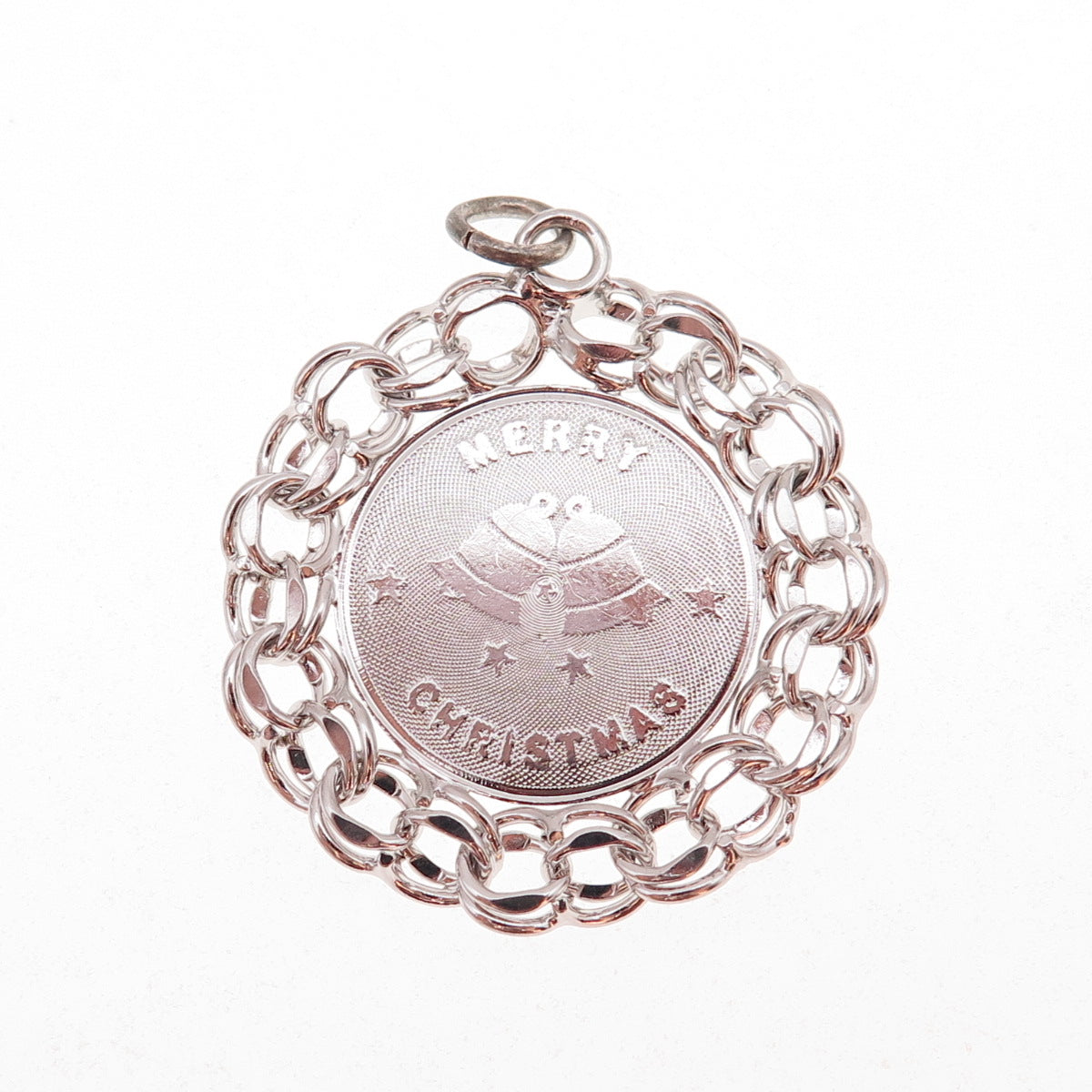 American 925 Sterling Silver Vintage Merry Christmas Bells Charm Pendant