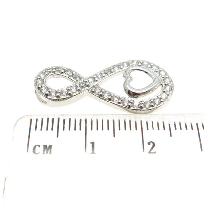 HAN 925 Sterling Silver Round-Cut C Z Infinity Heart Slide Pendant