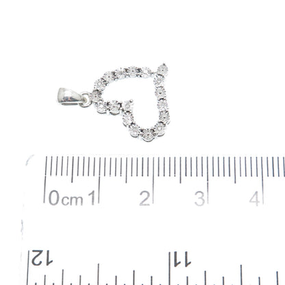 925 Sterling Silver Real Round-Cut Diamond Heart Minimalist Charm Pendant