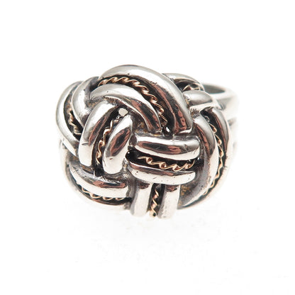 Chateau D’Argent Sterling Silver 2-Tone Vintage Modernist Knot Ring Size 7.25