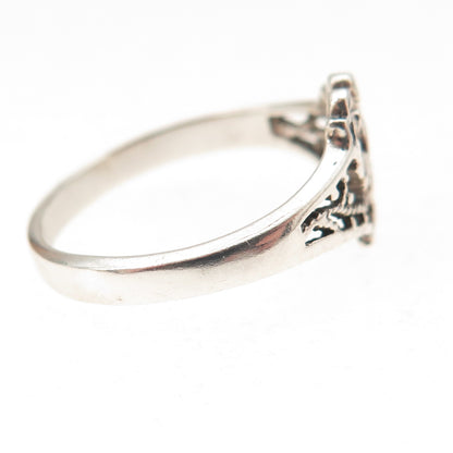 925 Sterling Silver Vintage Fairy Oxidized Ring Size 7.75