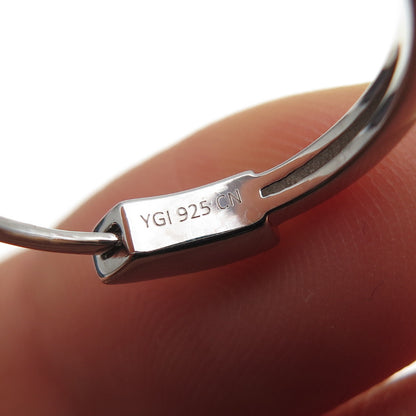 925 Sterling Silver Round-Cut Graduated Black C Z Hoop Earrings