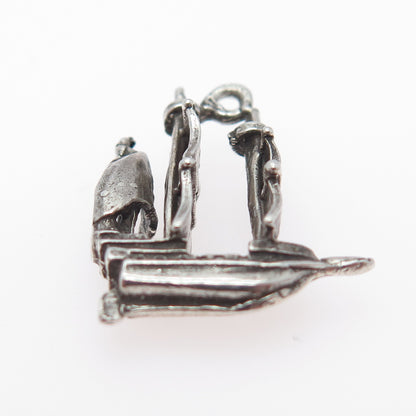 925 Sterling Silver Vintage Sailing Ship Minimalist 3D Charm Pendant