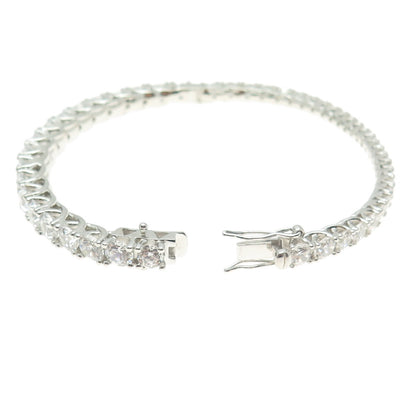 925 Sterling Silver Round-Cut Graduated C Z Bangle Bracelet 7"