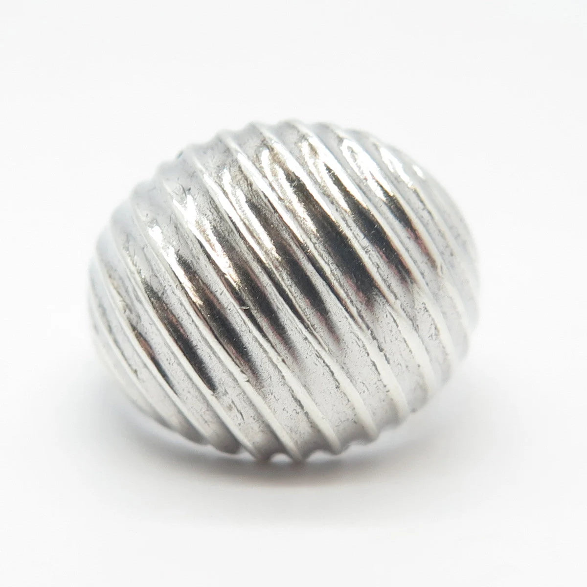 925 Sterling Silver Vintage Uncas Ribbed Domed Ring Size 6