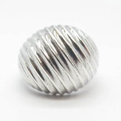 925 Sterling Silver Vintage Uncas Ribbed Domed Ring Size 6