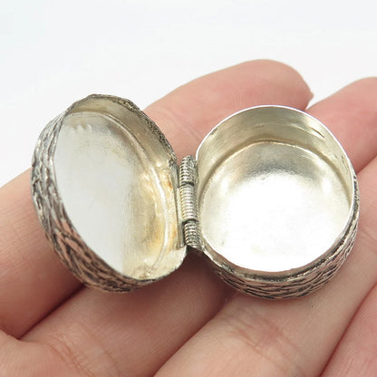 900 Silver Vintage Textured Floral Pill Box