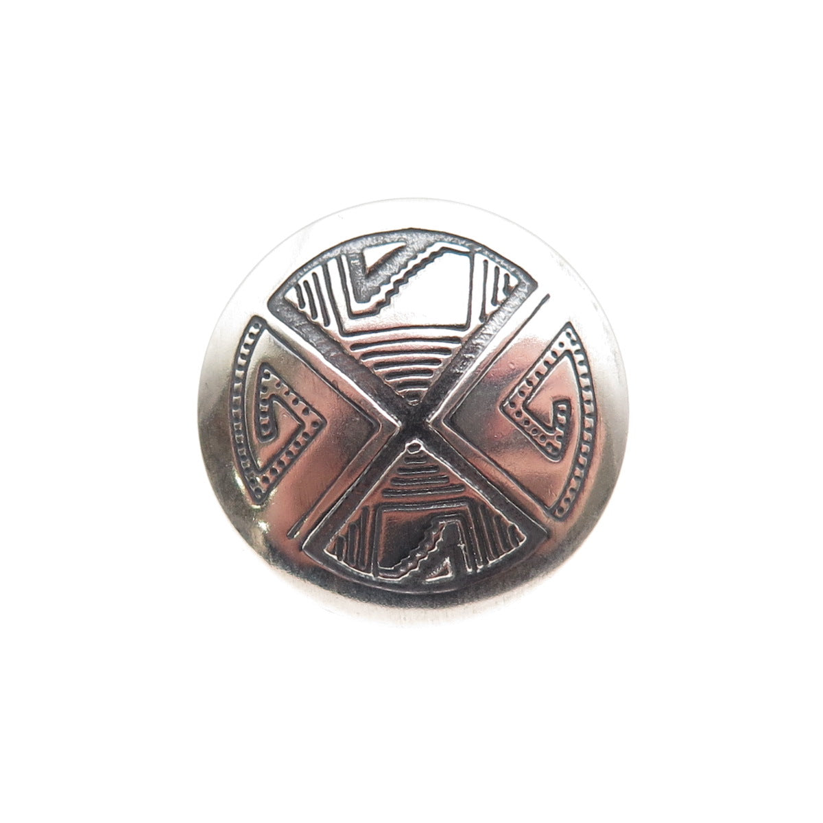 Old Pawn 925 Sterling Silver Vintage Southwestern Oxidized Tribal Button