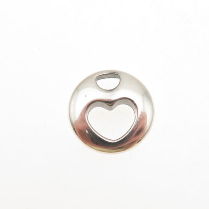 Tiffany & Co. 925 Sterling Silver Vintage 1999 Heart Disc Mini Charm Pendant
