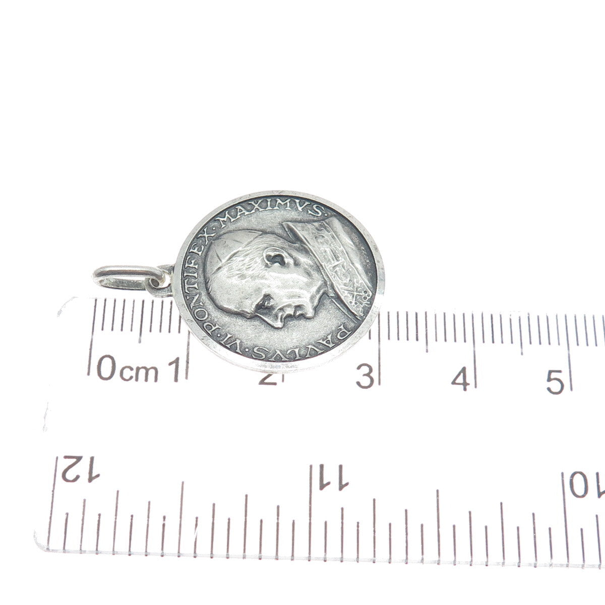 800 Silver Vintage Italy Pope Paulus VI Pontifex Max. Religious Charm Pendant