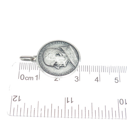 800 Silver Vintage Italy Pope Paulus VI Pontifex Max. Religious Charm Pendant