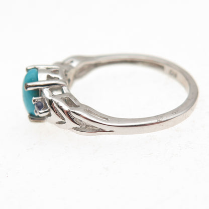 Chuck Clemency 925 Sterling Silver Real Turquoise & Tanzanite Ring Size 6