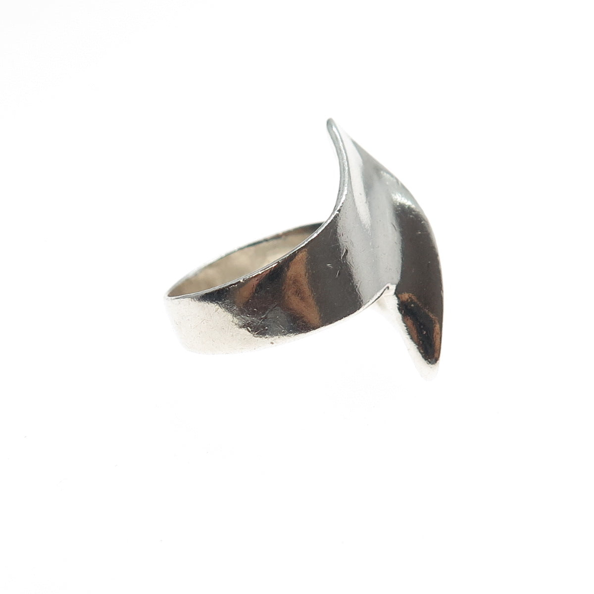 925 Sterling Silver Vintage Modernist Wavy Ring Size 5.5