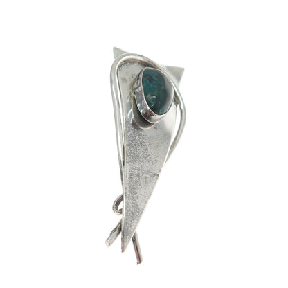 925 Sterling Silver Vintage BAR Israel Real Eilat Modernist Pin Brooch / Pendant