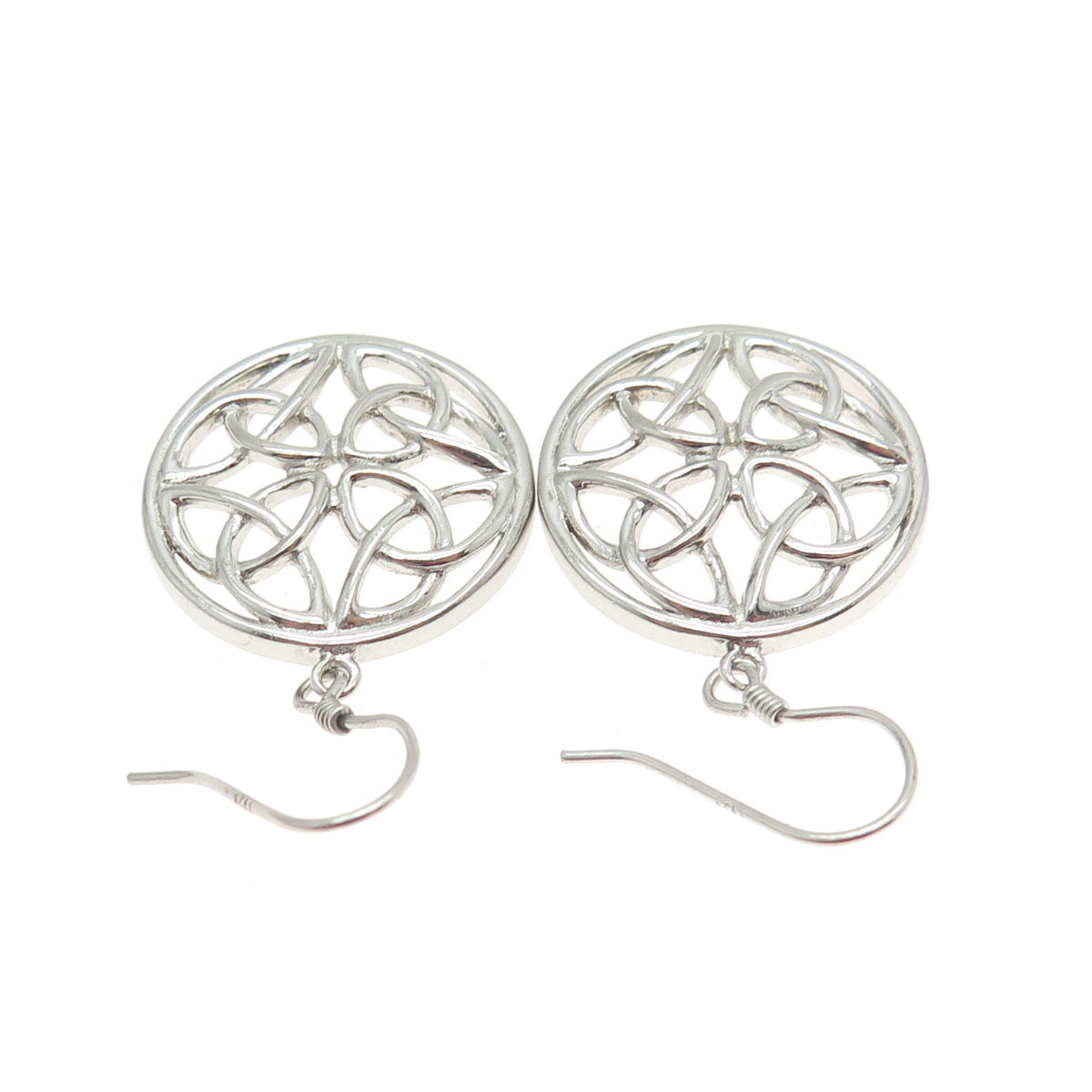 925 Sterling Silver Vintage Celtic Dangle Hook Earrings