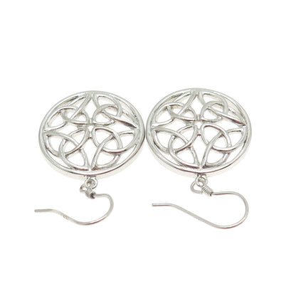 925 Sterling Silver Vintage Celtic Dangle Hook Earrings