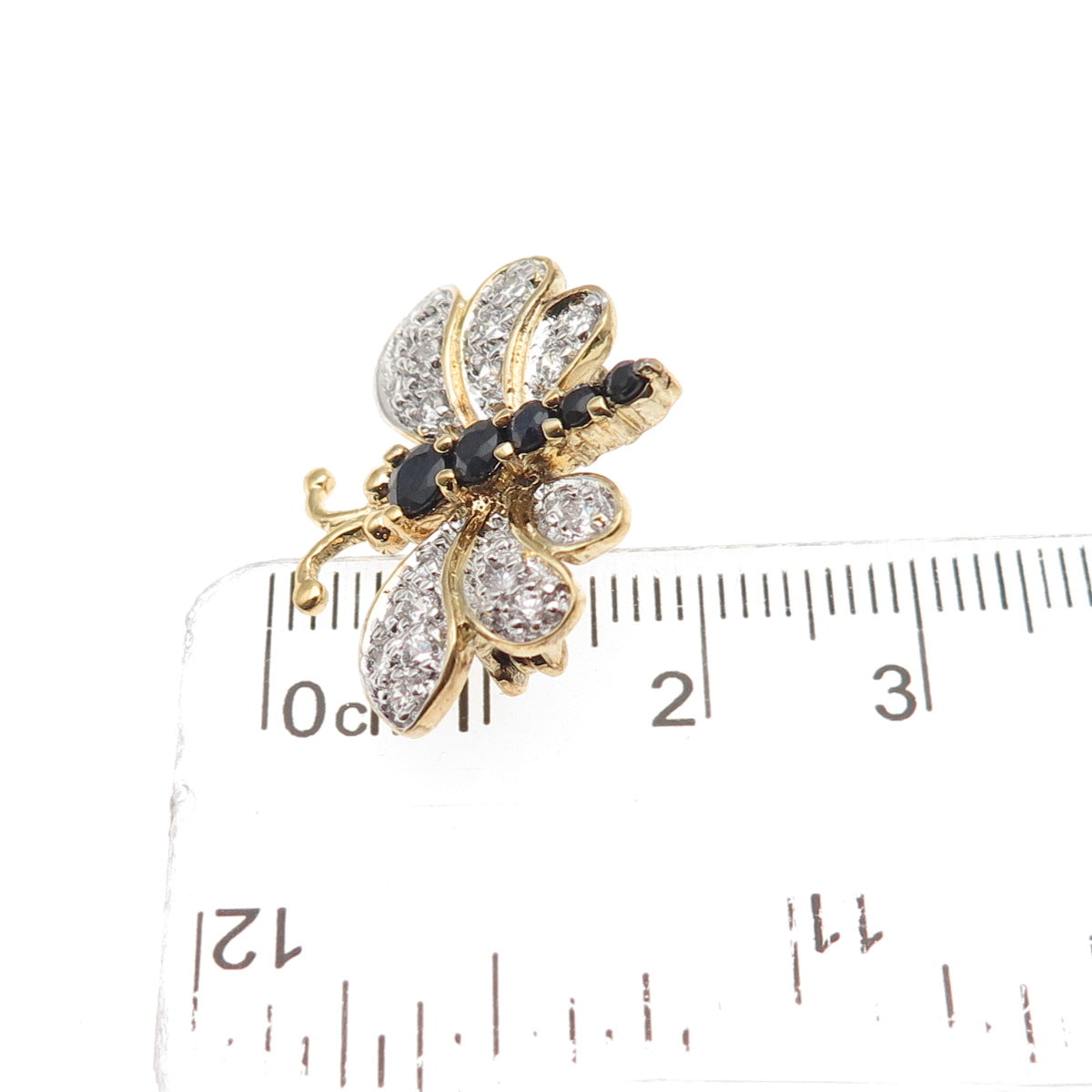 DEE BERKLE 925 Sterling Gold Plated Real Sapphire & C Z Butterfly Pin Brooch