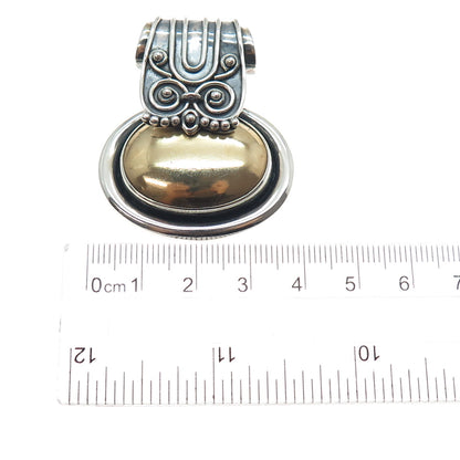 DOUG PAULUS 925 Sterling Silver & Brass Vintage Modernist Oxidized Slide Pendant