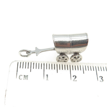 J.M. FISHER 925 Sterling Silver Antique Art Deco Wagon Minimalist Charm Pendant