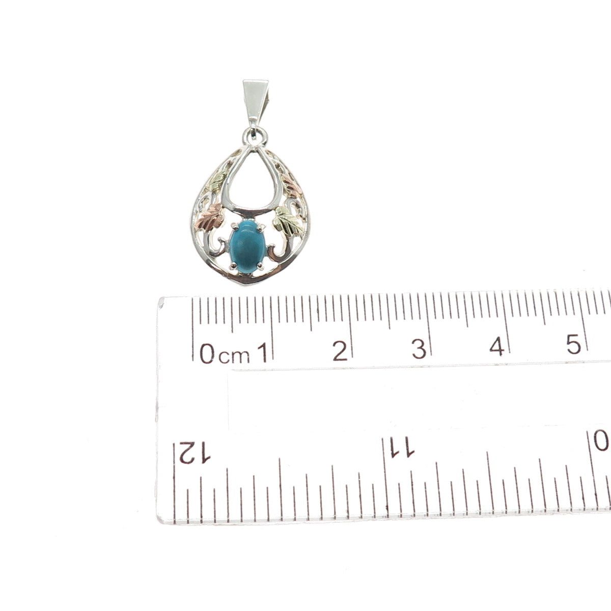 COLEMAN CO 12K Rose & Yellow Gold Sterling Silver Vintage Real Turquoise Pendant