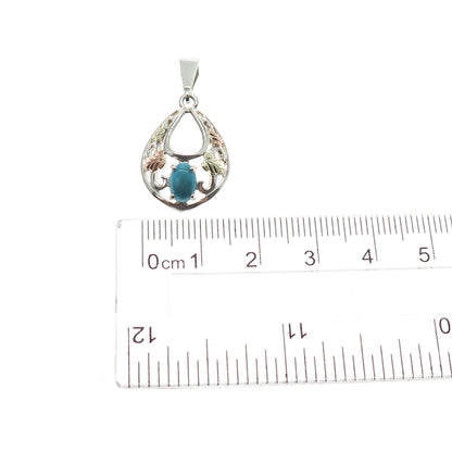 COLEMAN CO 12K Rose & Yellow Gold Sterling Silver Vintage Real Turquoise Pendant