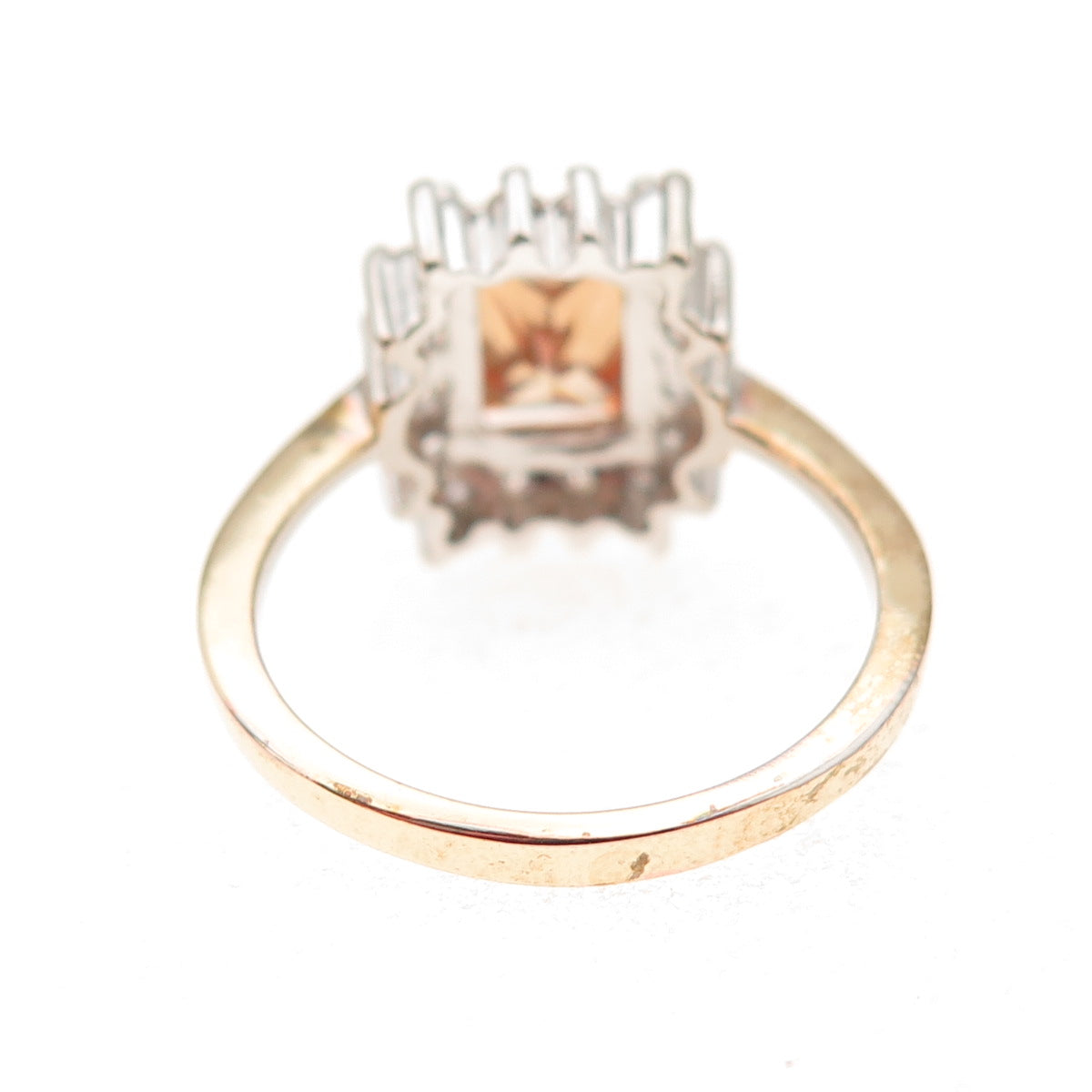 925 Sterling Silver 2-Tone Champagne & White C Z Bohemian Ring Size 8
