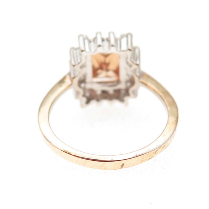 925 Sterling Silver 2-Tone Champagne & White C Z Bohemian Ring Size 8