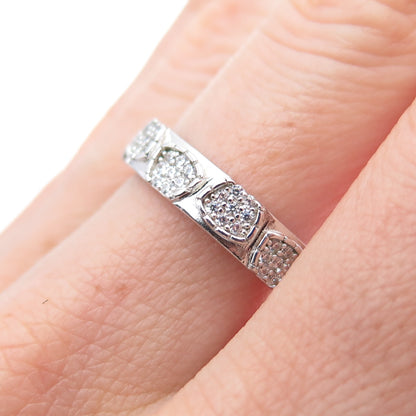 925 Sterling Silver Round-Cut C Z Modernist Band Ring Size 7.25