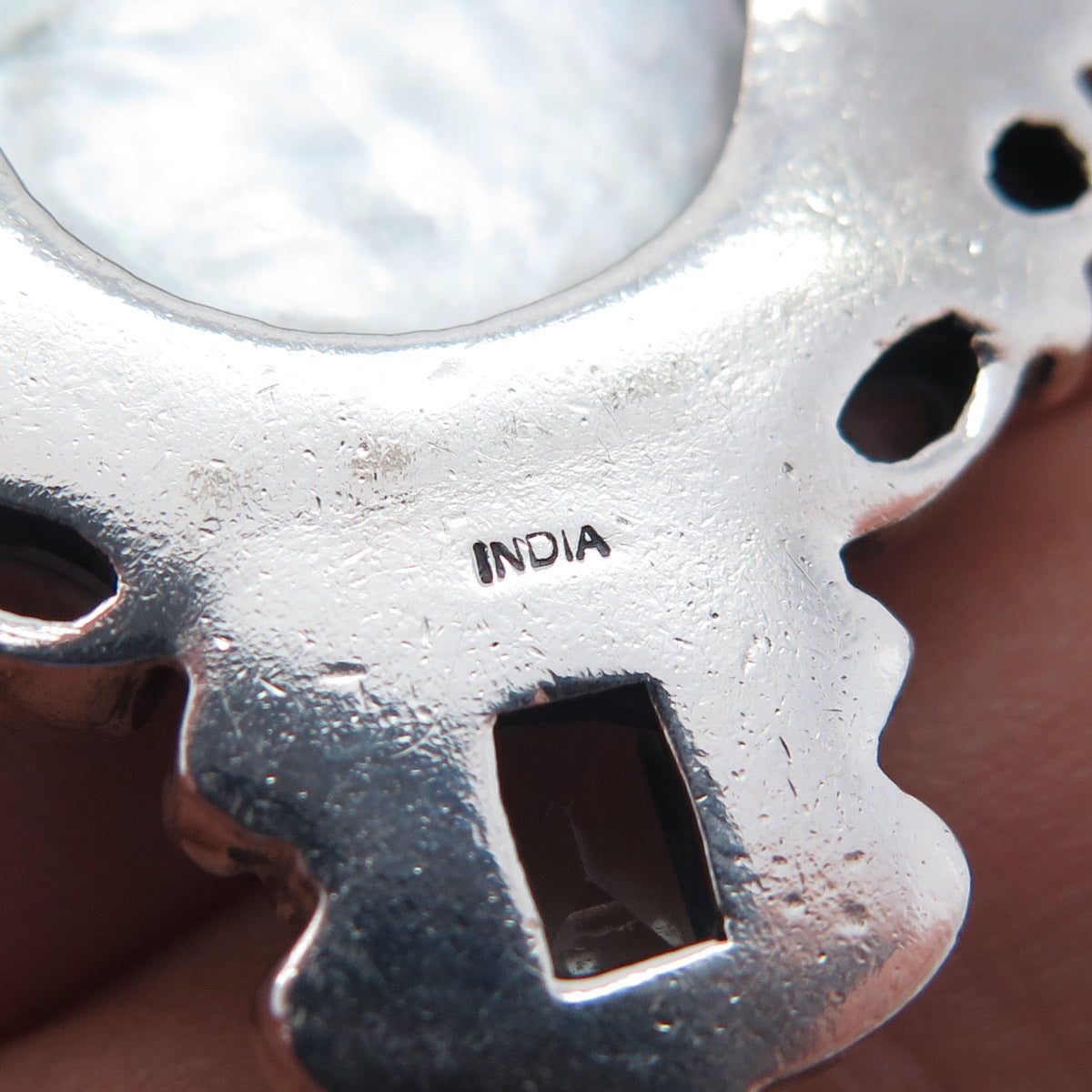 925 Sterling Silver Vintage Real Pearl Moonstone Iolite & Blue Topaz Pendant