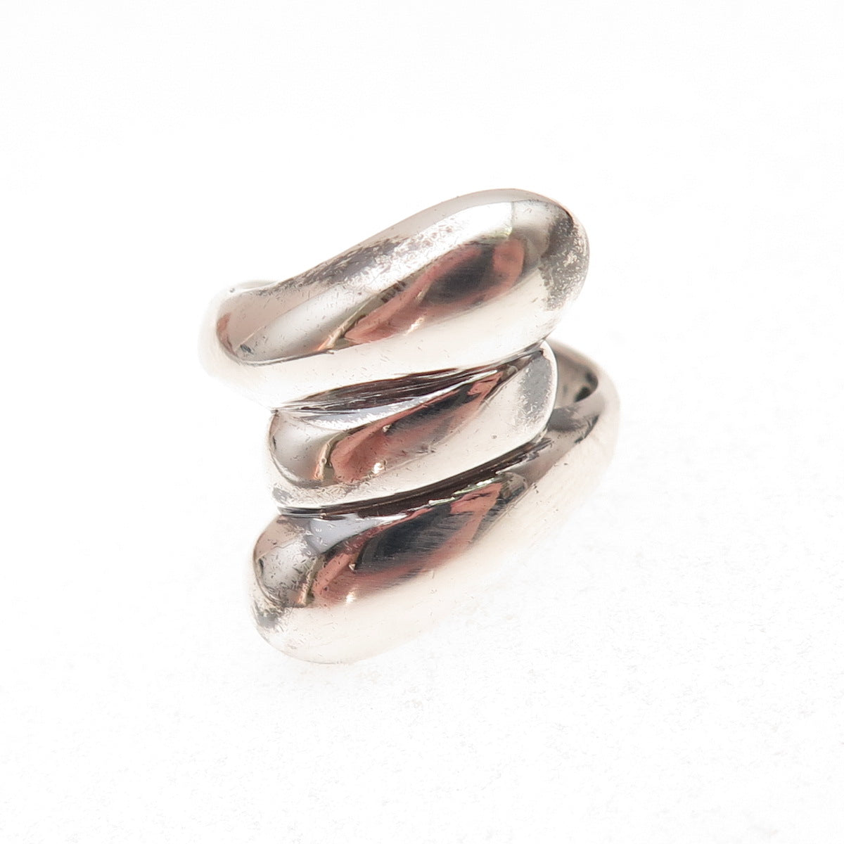 925 Sterling Silver Vintage Modernist Oxidized Ring Size 7.5