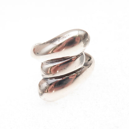 925 Sterling Silver Vintage Modernist Oxidized Ring Size 7.5