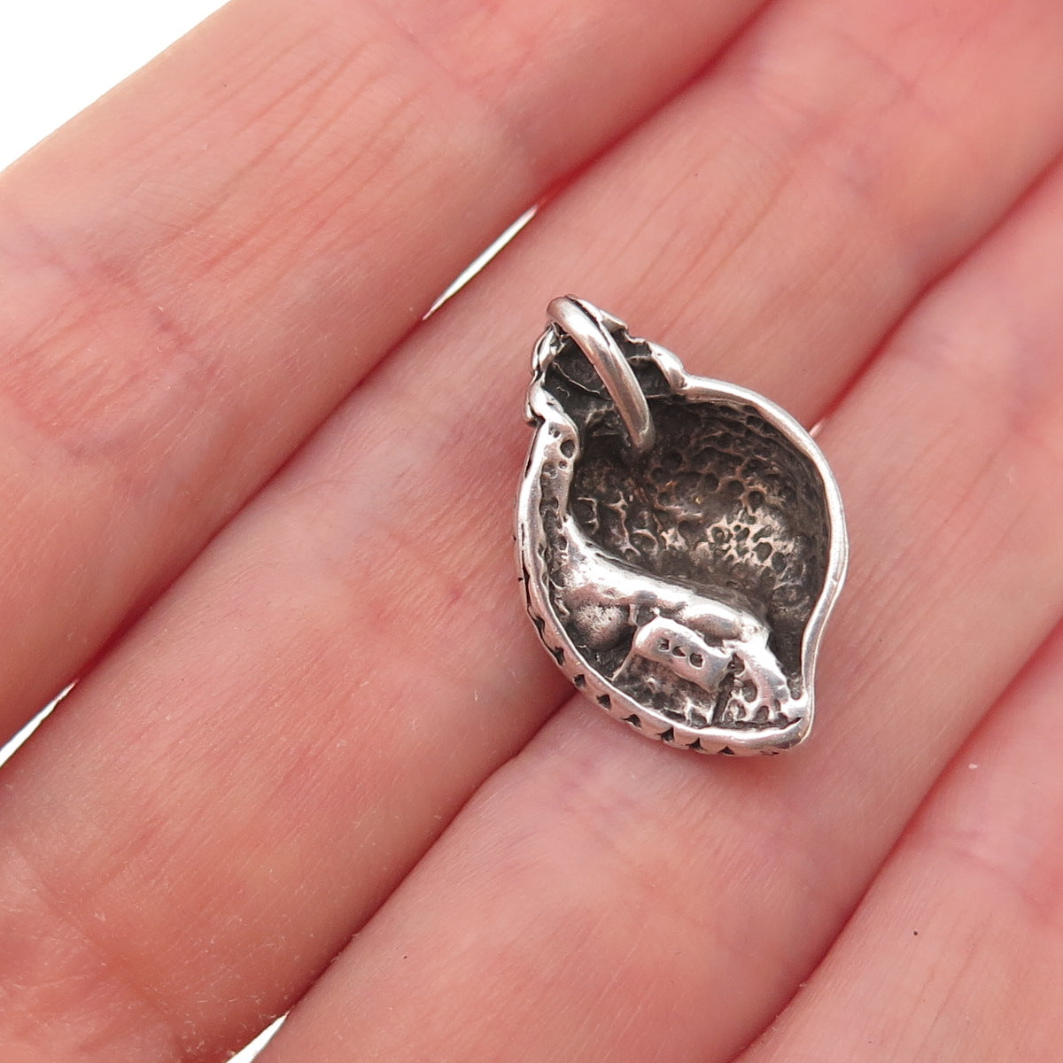 925 Sterling Silver Vintage Seashell Oxidized 3D Slide Charm Pendant