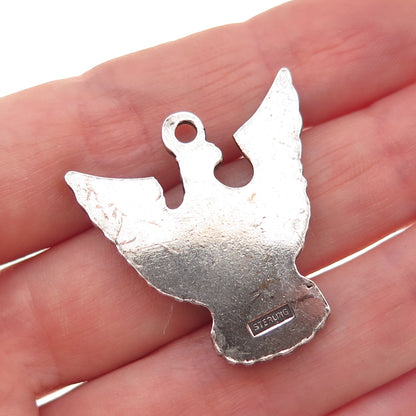 925 Sterling Silver Vintage Boy Scout Eagle Medal Oxidized Pendant
