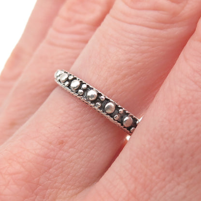 925 Sterling Silver Vintage Dotted Oxidized Band Ring Size 7.75