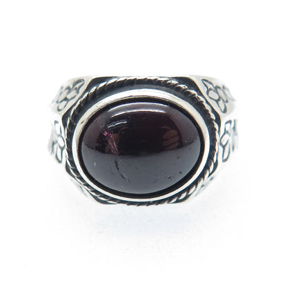 925 Sterling SIlver Vintage Real Tourmaline Lotus Ring Size 7.5 (cracked stone)