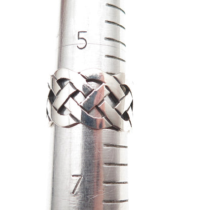 925 Sterling Silver Vintage Celtic Woven Knot Wide Band Ring Size 6.25