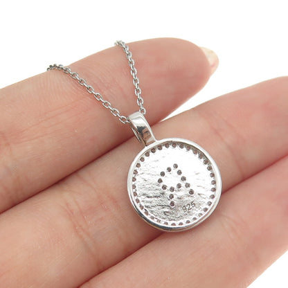 925 Sterling Silver Italy Round-Cut C Z Letter "R" Cable Chain Necklace 16"