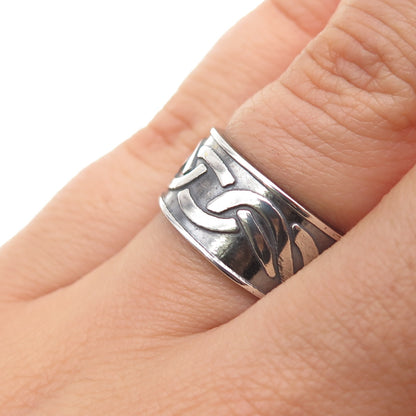 925 Sterling Silver Vintage Celtic Knot Oxidized Band Ring Size 6.5