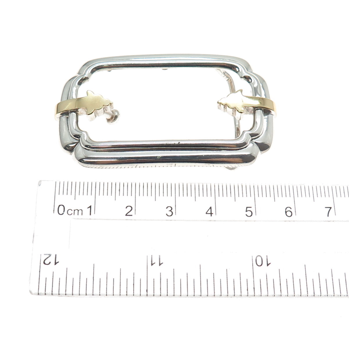 18K Gold 925 Sterling Silver Vintage Floral Belt Buckle